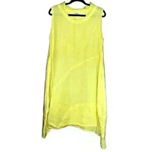 Lagenlook Spring Banana Blue‎ Australia Sz. M Midi Dress 100% Linen Colorful